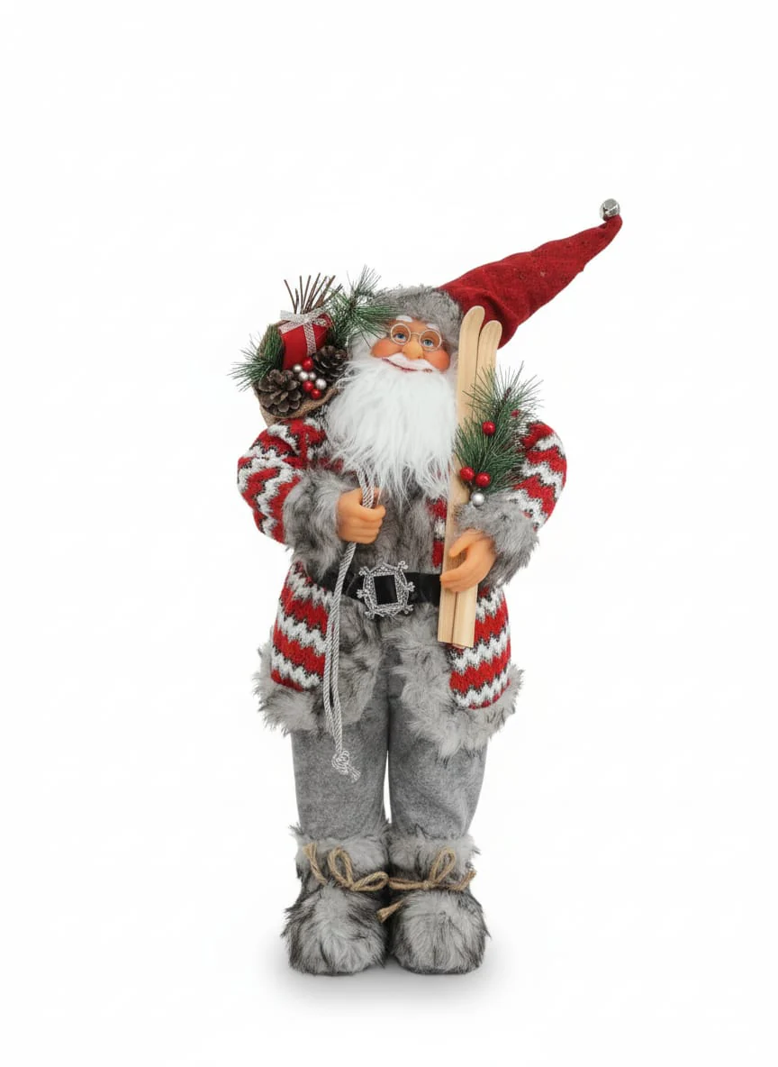 AKDC Grand Christmas Standing Santa Figurine in Red & White Dress – 75 cm , Cloth With Vinyl Material