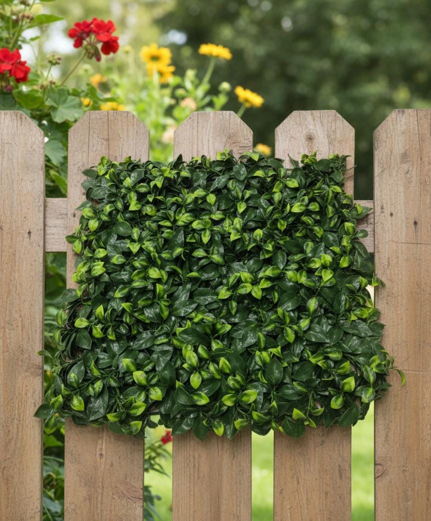 AKDC Green Weave Large Artificial Leaf Wall Panel – 55×55 cm Dense Green Foliage for Indoor & Outdoor Decoration - Image 2