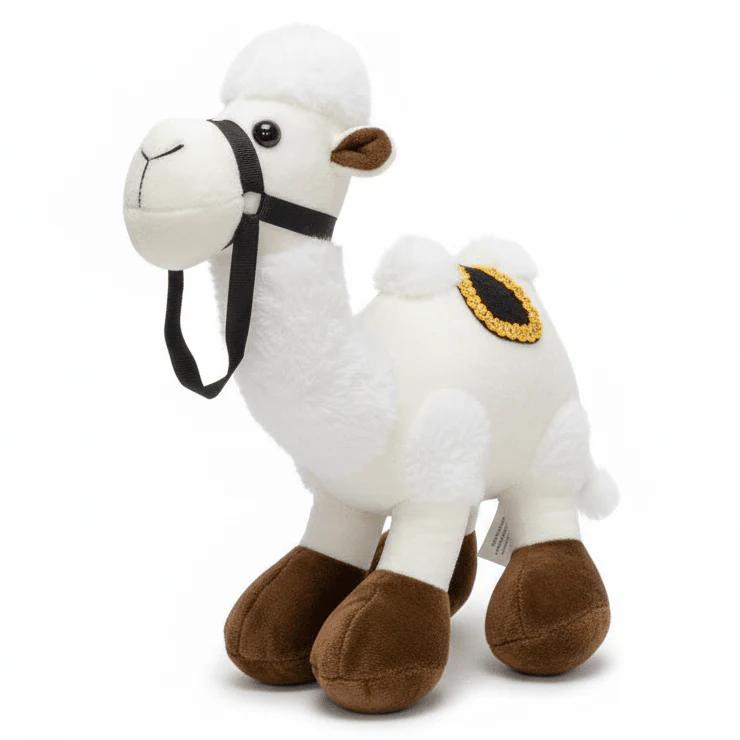 AKDC Grey & White Camel Plush Toy 25cm Soft Stuffed Desert Animal Toy Gift for Kids