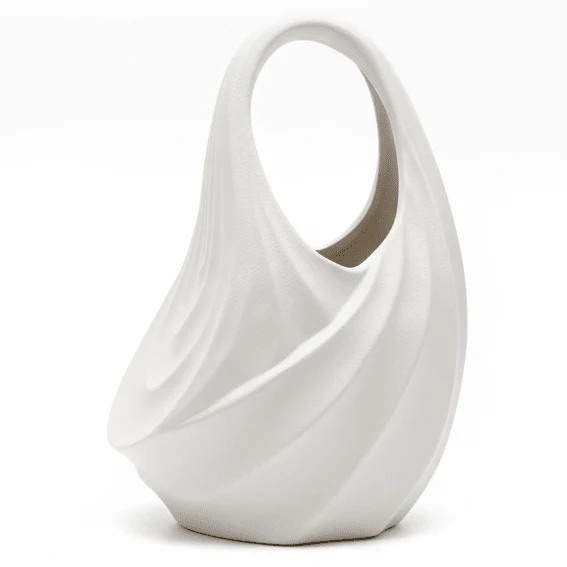 AKDC Handbag-Inspired Ceramic Decorative Vase – Elegant White Fashionable Sculptural Design, 22 × 16 cm - Image 2