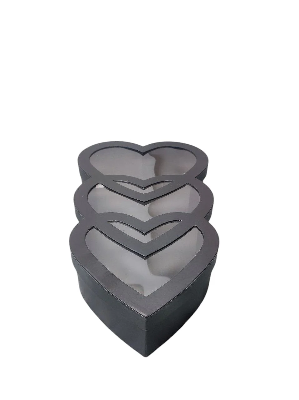 AKDC Heart Shape Tripple Gift Box Premium Packaging for Special Occasions Weddings Valentine's Day and Gifts Elegant Heart Shaped Box Set for Unique Presentations-46cmX28cmX9cm-Black