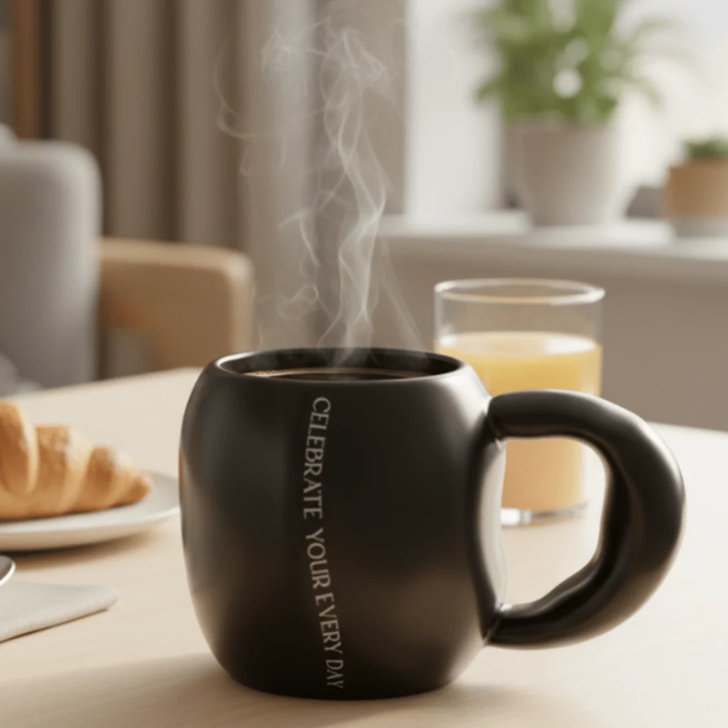AKDC Inspirational Ceramic Mug 400 ml – Matte Black Finish with Celebrate Your Every Day Motivational Quote for Positive Daily Use - Image 2