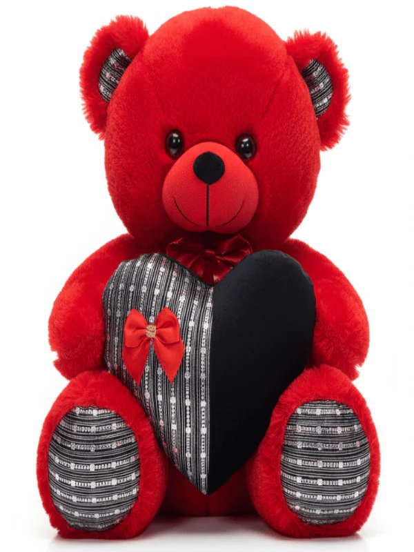 AKDC Jumbo Red Teddy Bear (40 cm) with Black Heart Design