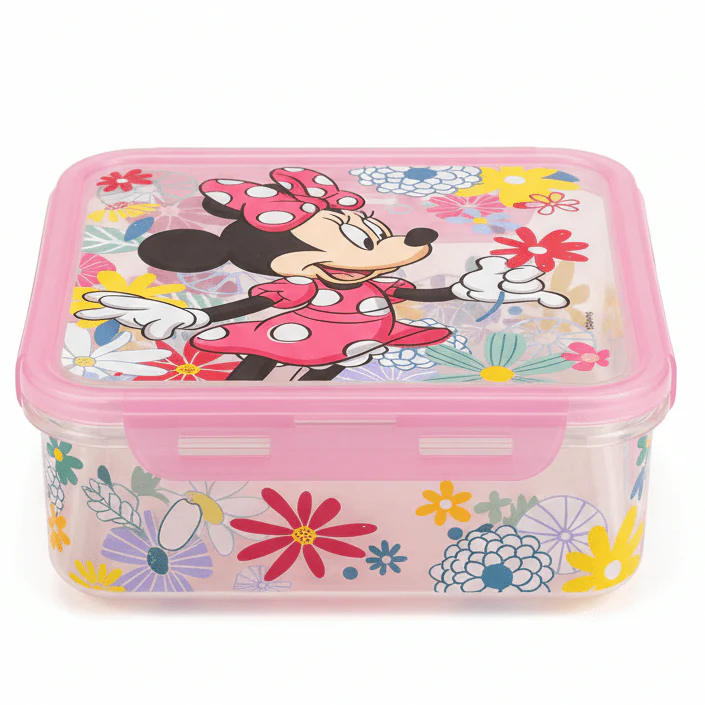 AKDC Large Square Food Storage Container – 750 ml Clear Plastic Box with Mickey Mouse Theme