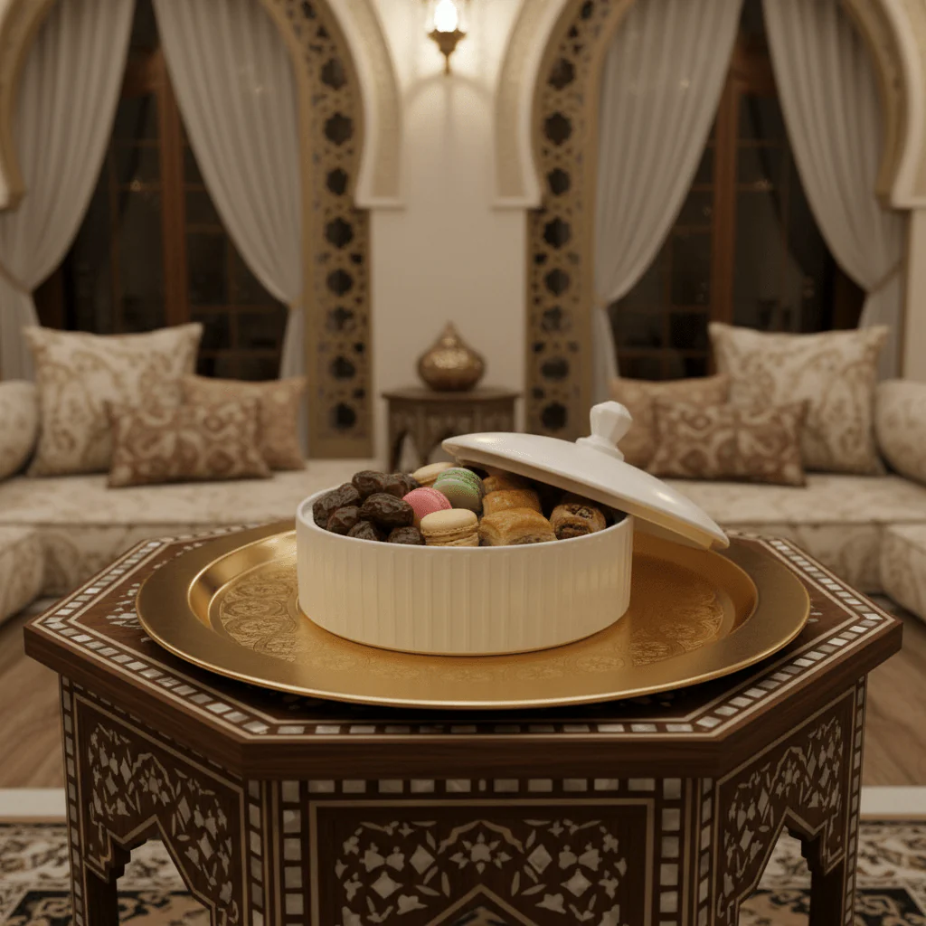 Large White Ceramic Candy Bowl with Lid – Elegant Dessert & Treat Display Bowl (9 inch) - Image 3