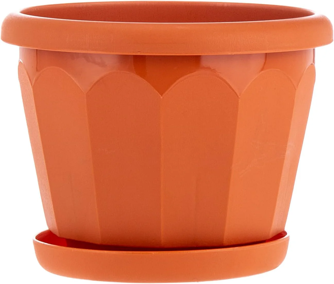 AKDC Plastic Planter W/Tray L(13cm) xW(13cm) xH(9cm) clay color