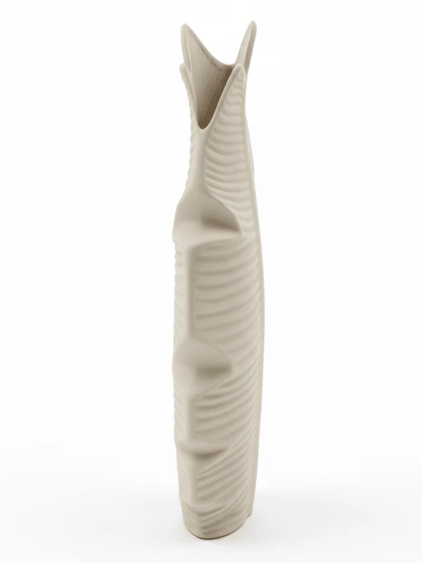 AKDC Luxury Leaf-Style Ceramic Flower Vase – Elegant White Decorative Design for Modern Interiors, 25 × 14 cm - Image 2