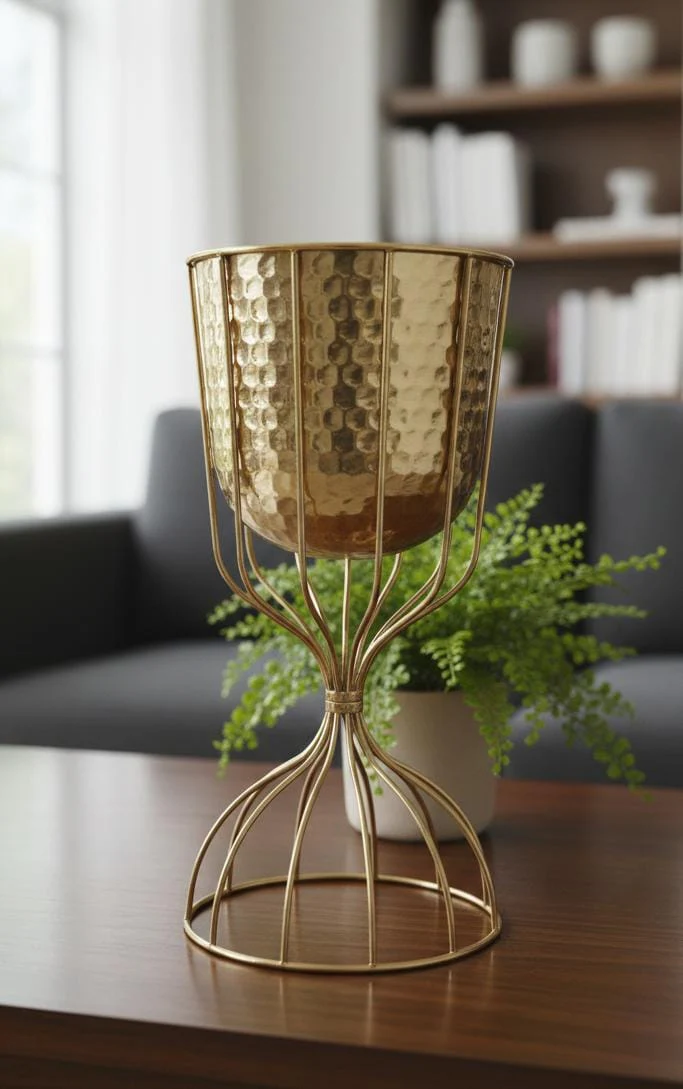 AKDC Luxury Rose Gold Metal Vase – 38 cm Premium Decorative Piece - Image 2