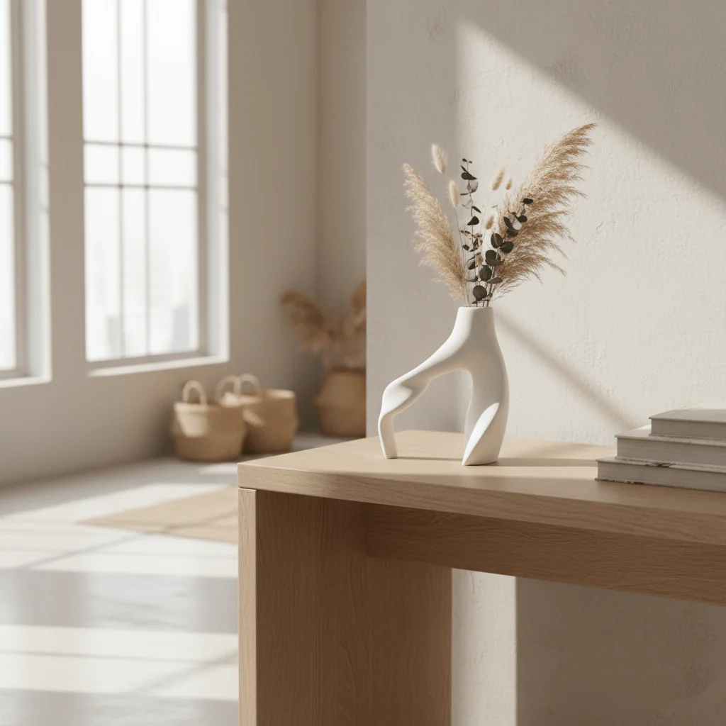 AKDC Luxury Statement Ceramic Decorative Vase – White Sculpted Artistic Design for Modern Interiors, 18 × 15 cm - Image 4