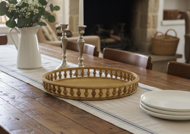AKDC Medium Bamboo Oval Tray 41×31×5 cm – Eco-Friendly Wooden Food Serving Tray