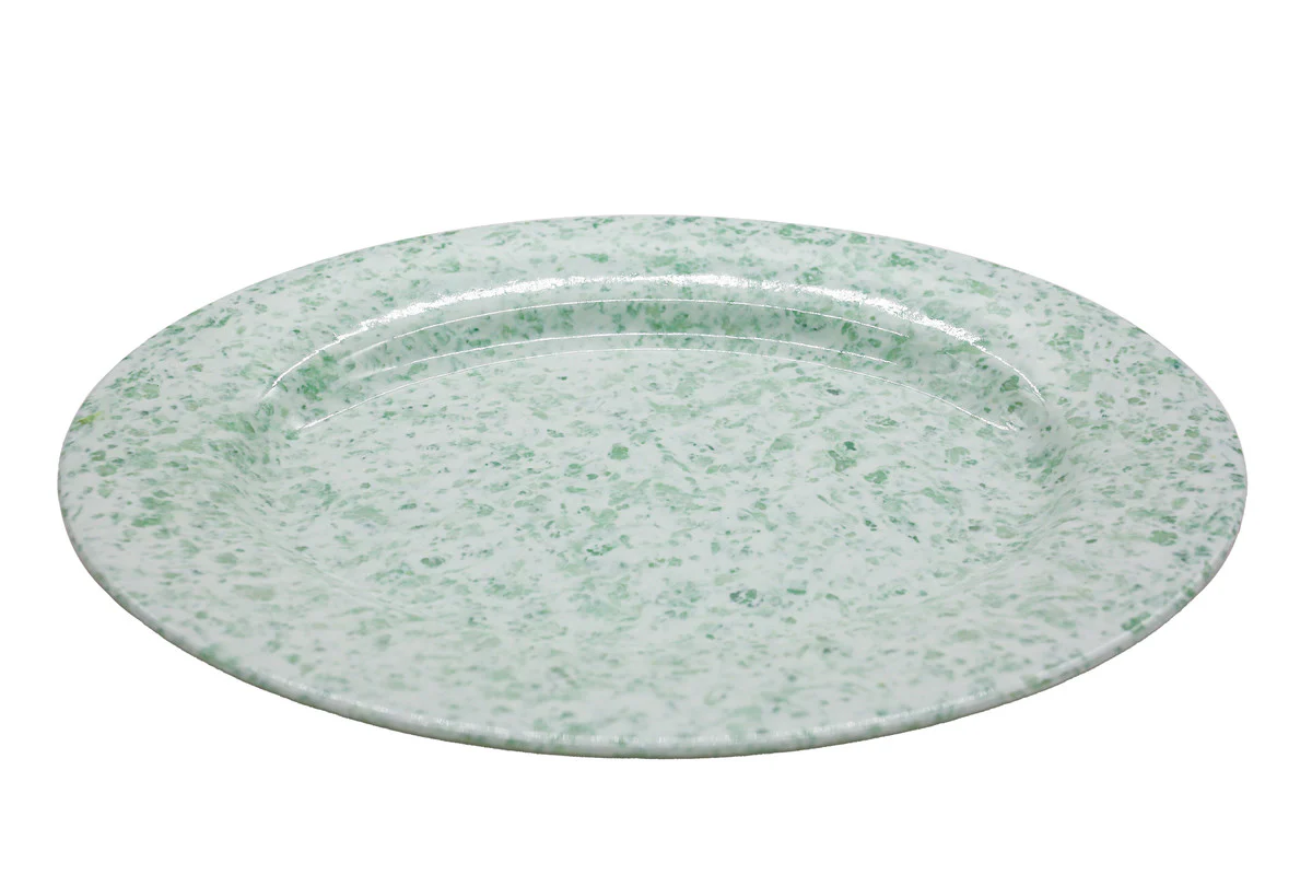 AKDC-Melamine Oval Tray 12 White and Green Msm501 - Image 2