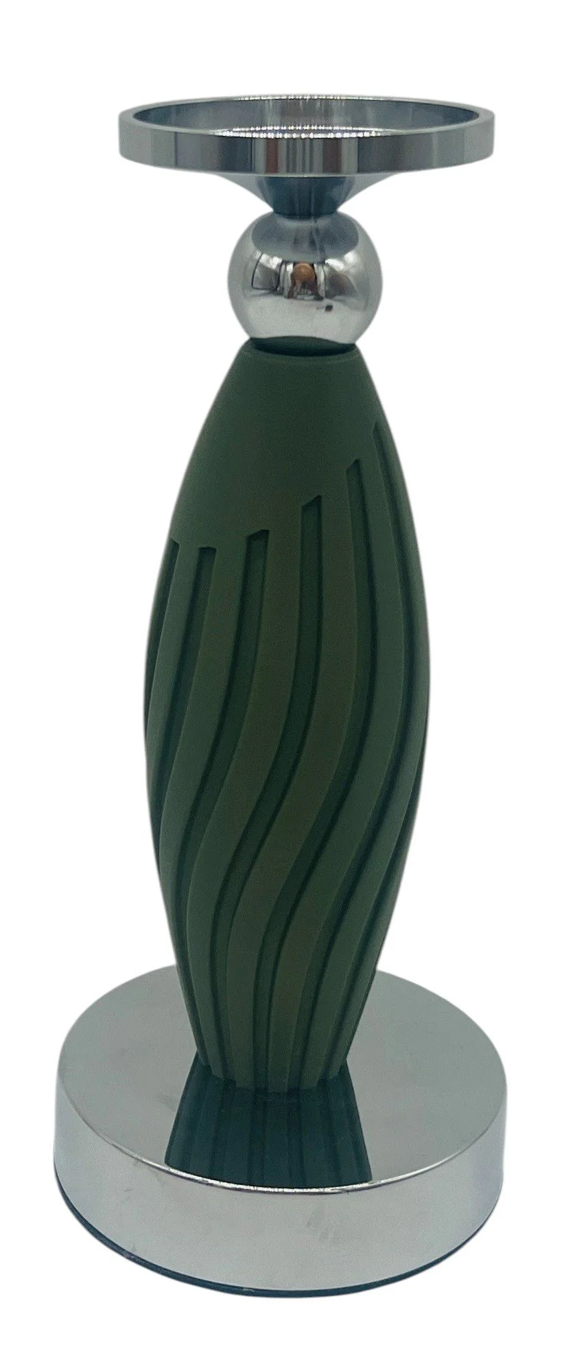 AKDC Metal and Plastic Candle Holder 23cm*10cm, Green/Silver