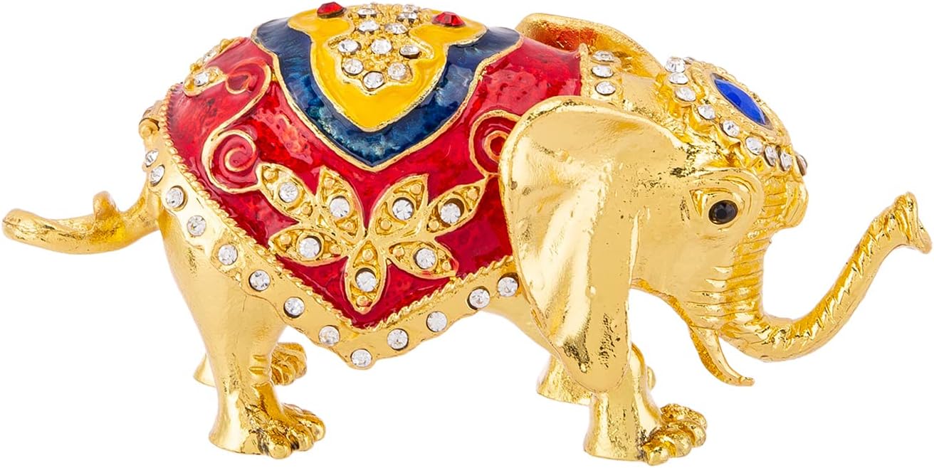 AKDC Metal Elephant D‚cor Box 13Cm X 5Cm X 6Cm Multi-Colour
