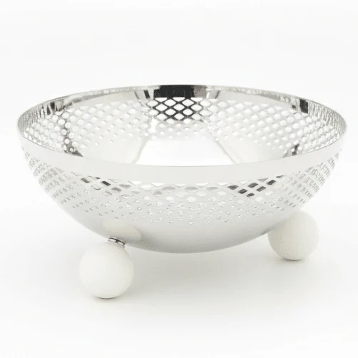 AKDC Metal Fruit & Candy Bowl – Premium Silver Finish, Multipurpose Decorative Serving Bowl, 20 × 9 cm