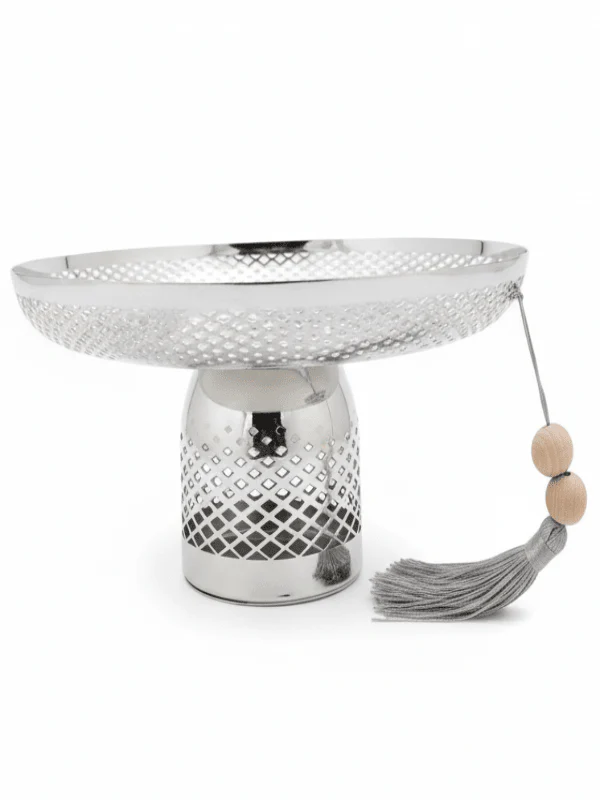 AKDC Metal Fruit & Candy Bowl – Unique Silver Finish, Decorative Vertical Serving Bowl, 10 × 22 cm