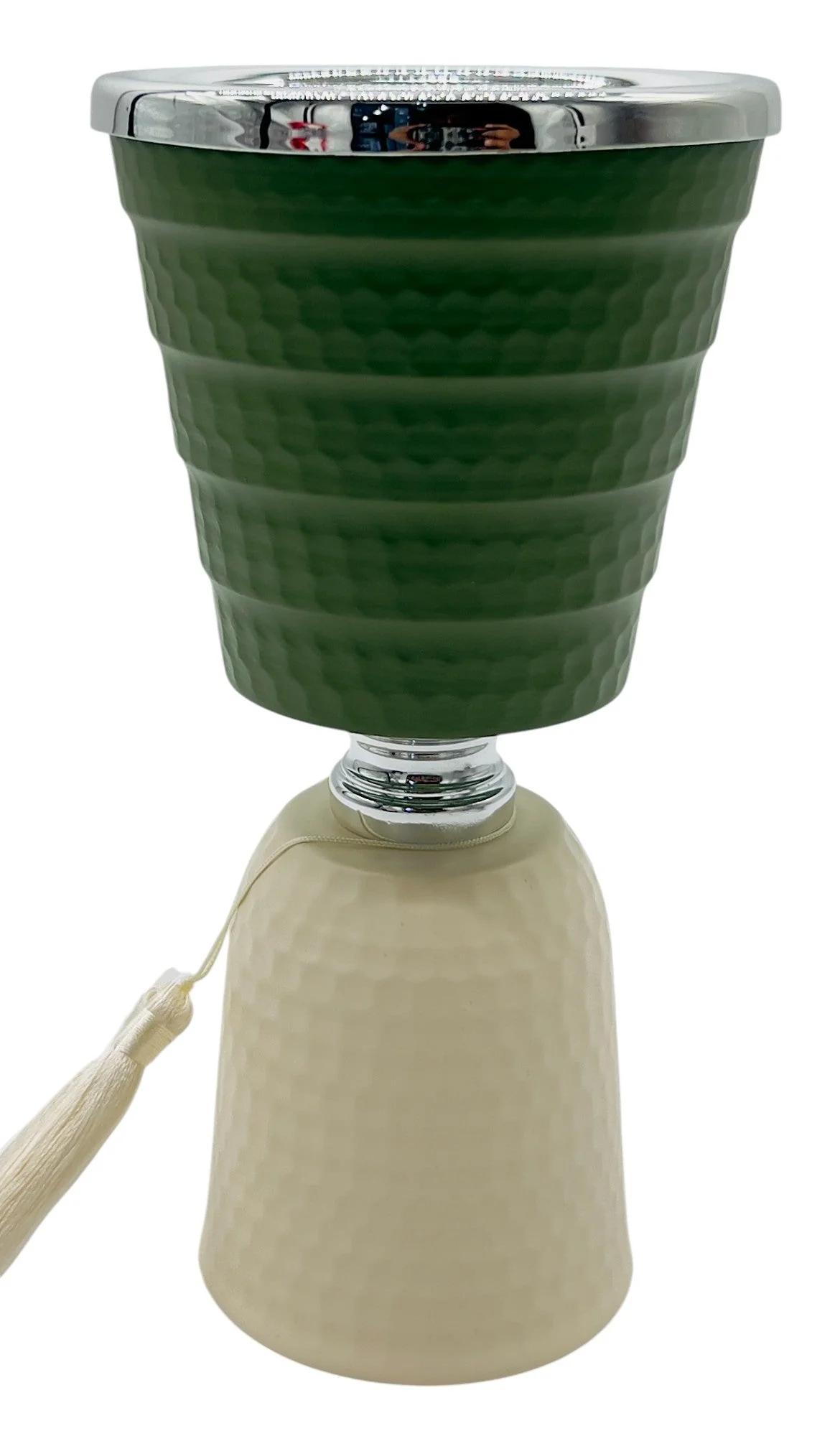 AKDC Metal Incense Burner 11cm*21.5cm, Ivory/Green