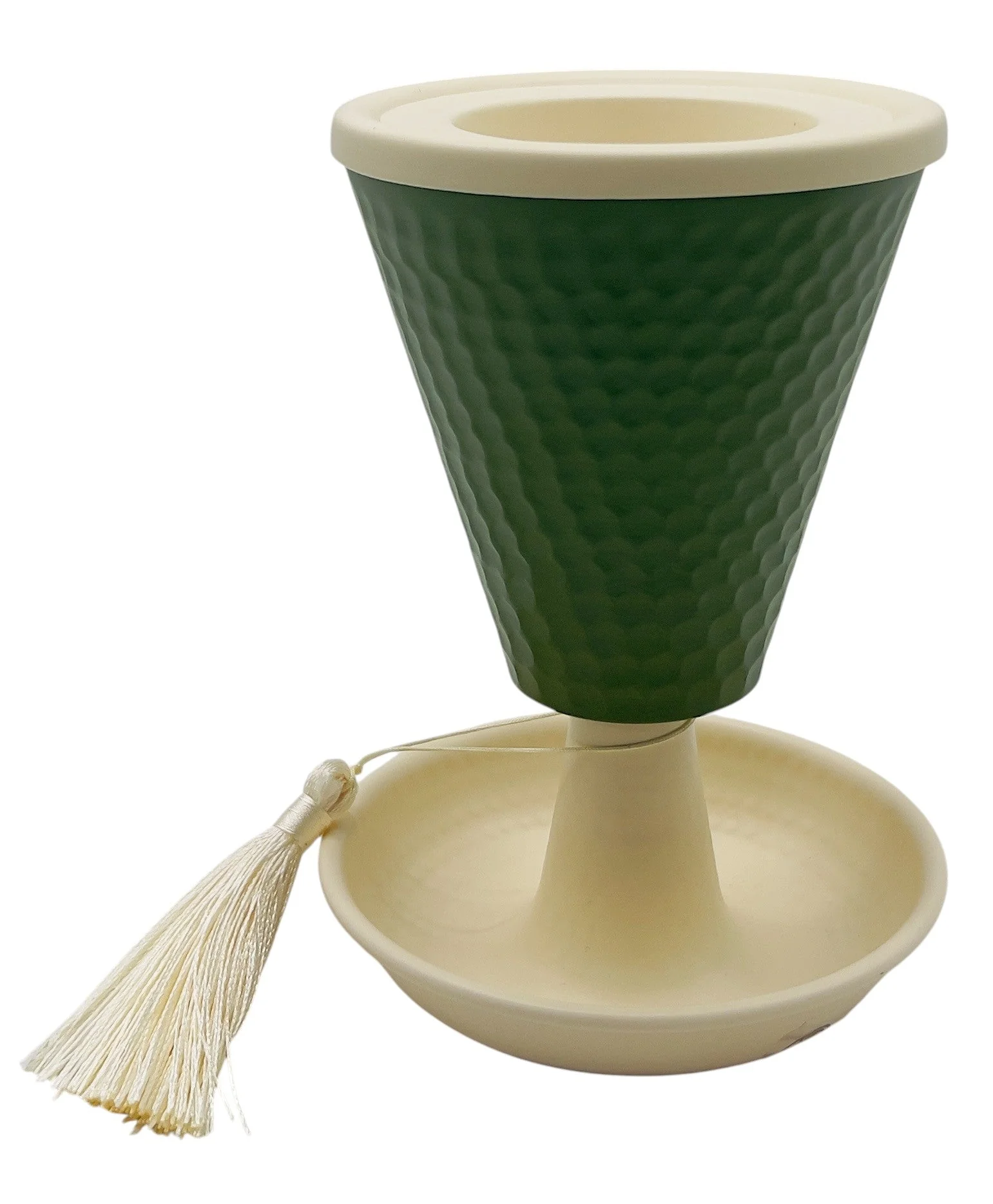 AKDC Metal Incense Burner 12cm*17cm, Ivory/Green