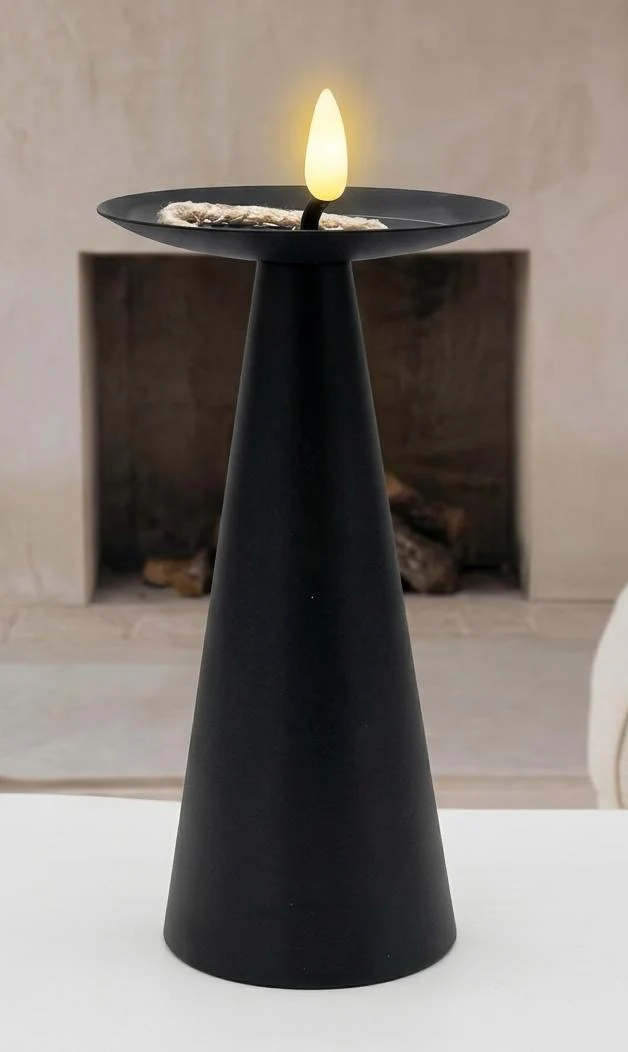 AKDC Metal LED Candle Light – Black | 16×9 cm - Image 2