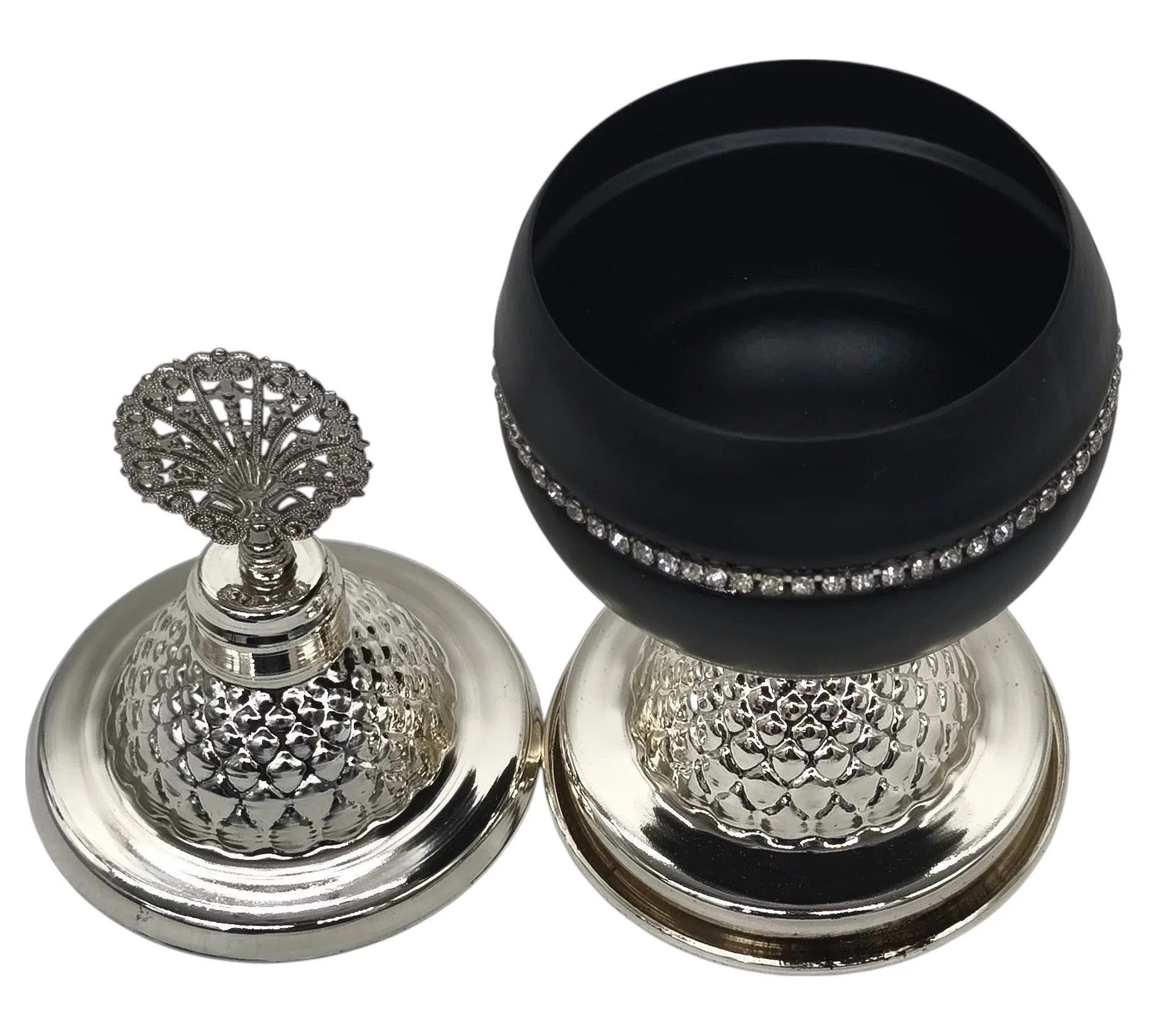 AKDC Metal Sugar Pot 20cm*7cm, Black/Silver - Image 3