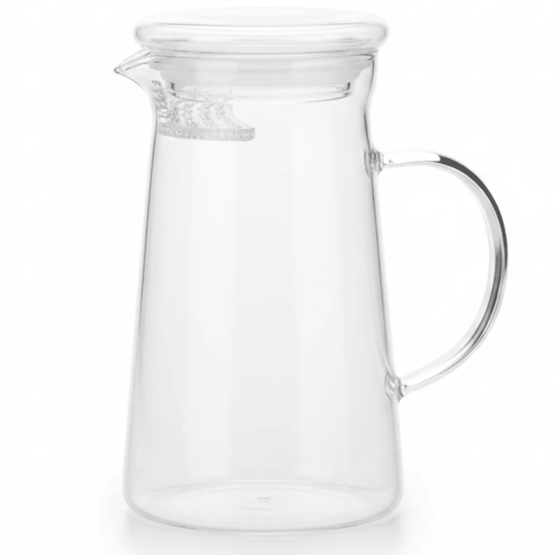 AKDC Minimalist Clear Glass Tea Server – Sleek Modern Tea Pouring Pot (17×8 cm)