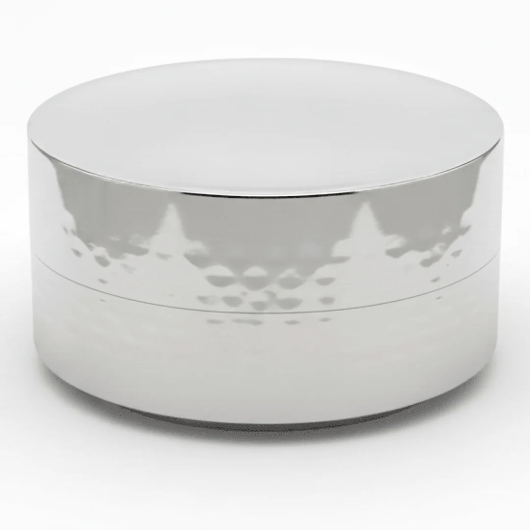 AKDC Minimalist Round Stainless Steel Cake Stand – Sleek Elevated Cake & Pastry Stand – 26 × 10 cm
