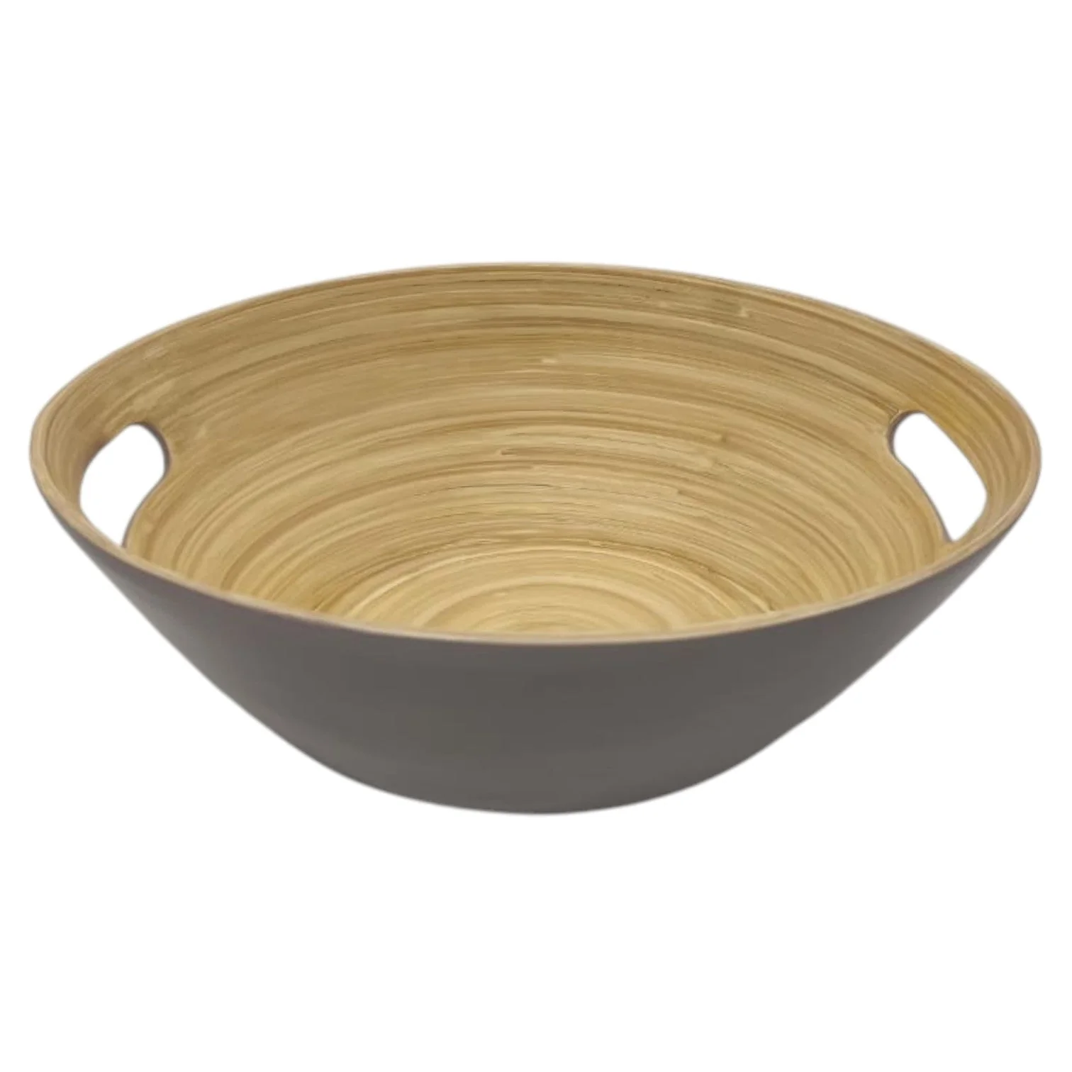 AKDC Modern Bamboo Oval Shape Serving Bowl With Handle-29cmX25cmX10cm-CadetBlue&Bamboo - Image 3