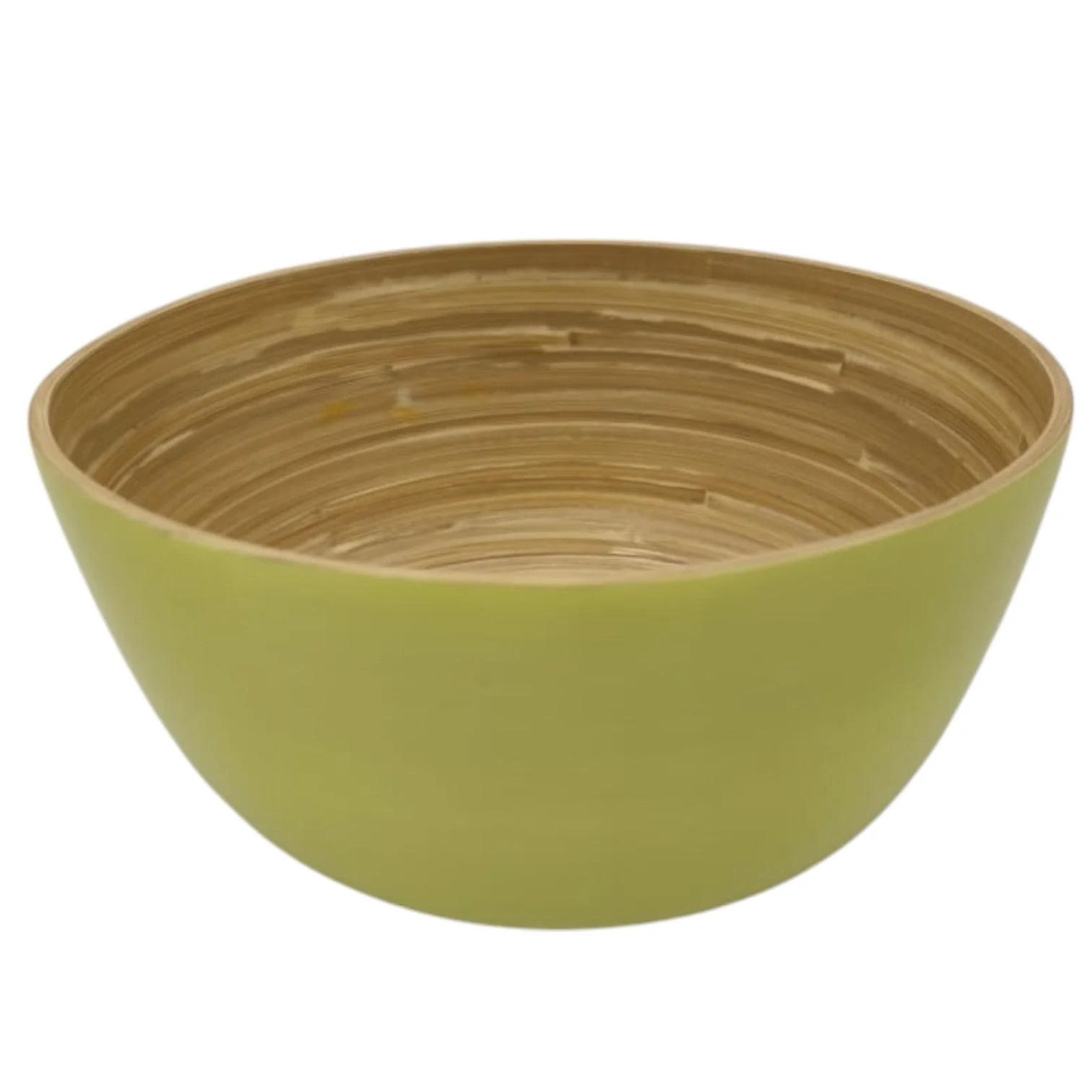 AKDC Modern Bamboo Round Serving Bowl-25cmX12cm-LightGreen&Bamboo