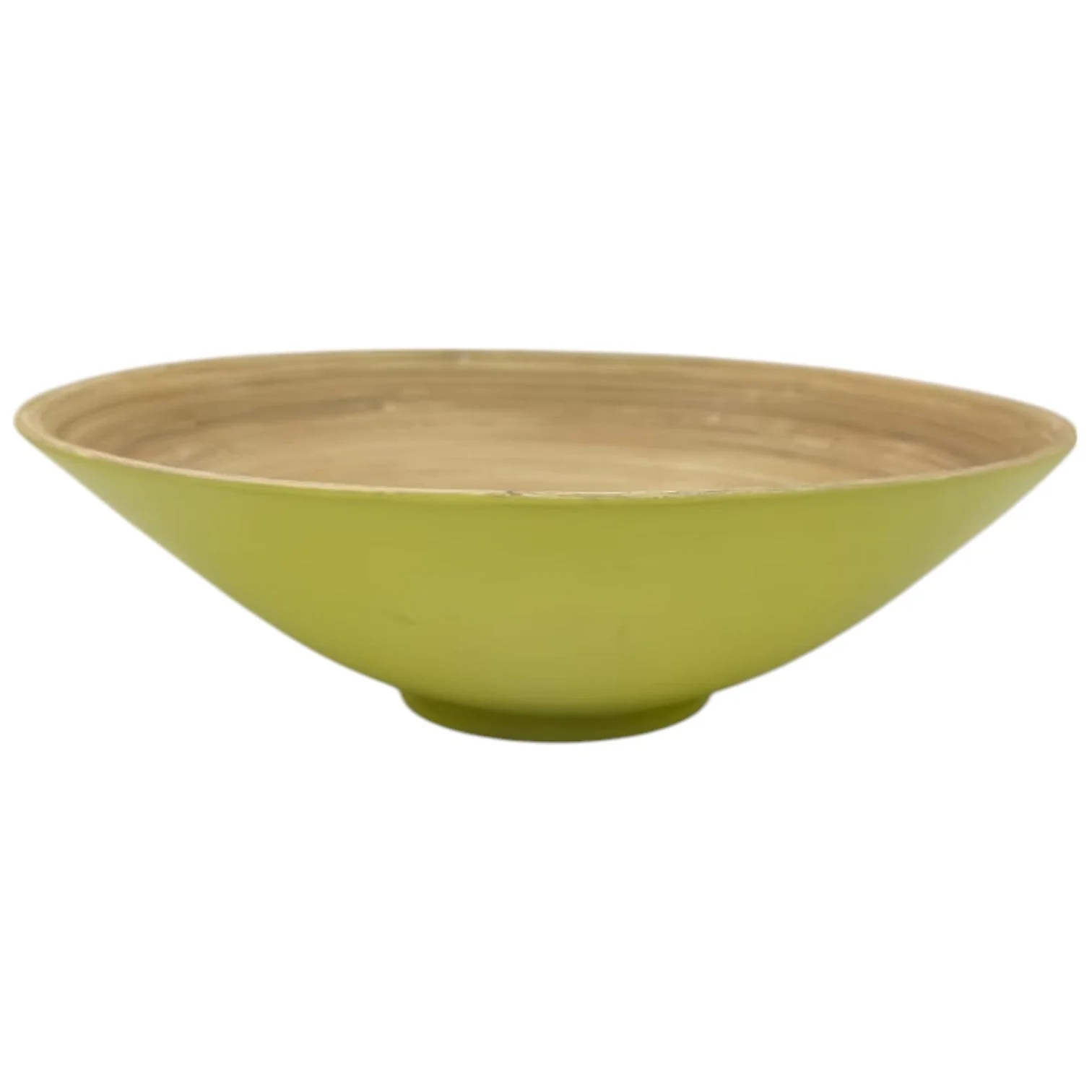 AKDC Modern Bamboo Round Serving Bowl-30cmX10cm-LightGreen&Bamboo