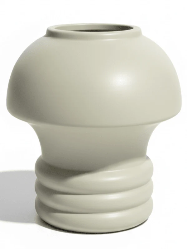 AKDC Mushroom-Style Ceramic Flower Vase – Green Contemporary Decorative Design, 12 × 14 cm