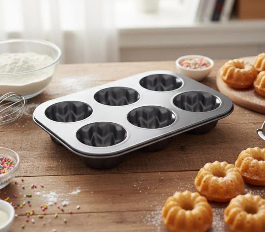 AKDC Non-Stick Cake Mould Pan with 6 Flower Shape Cups – Durable Bakeware for Creative Cakes, Muffins and Desserts - Image 2