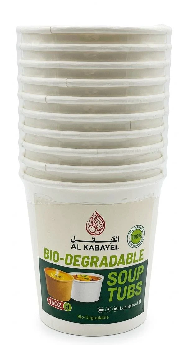 AKDC Disposable Paper Soup Tubs 16oz – 10 Piece Set
