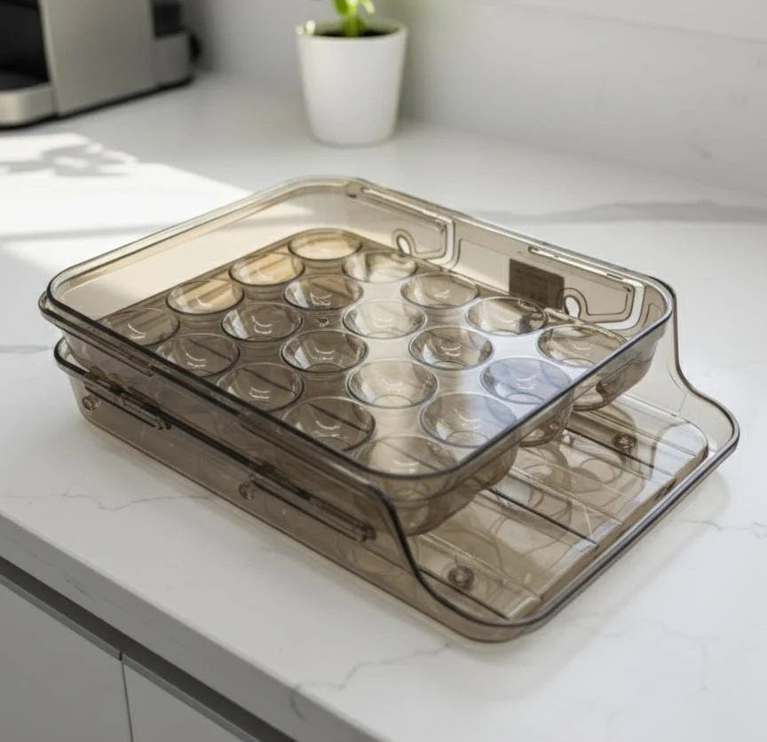 AKDC Plastic Egg Storage Box – 20 Egg Capacity, Transparent Brown Container for Refrigerator Organization - Image 3