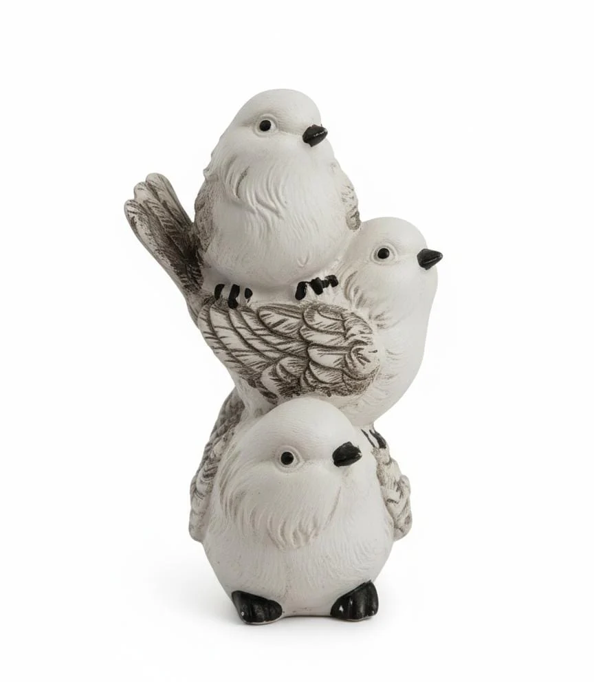 AKDC Polyresin White Birds Figurine – Elegant Decorative Accent Home Décor 16 cm