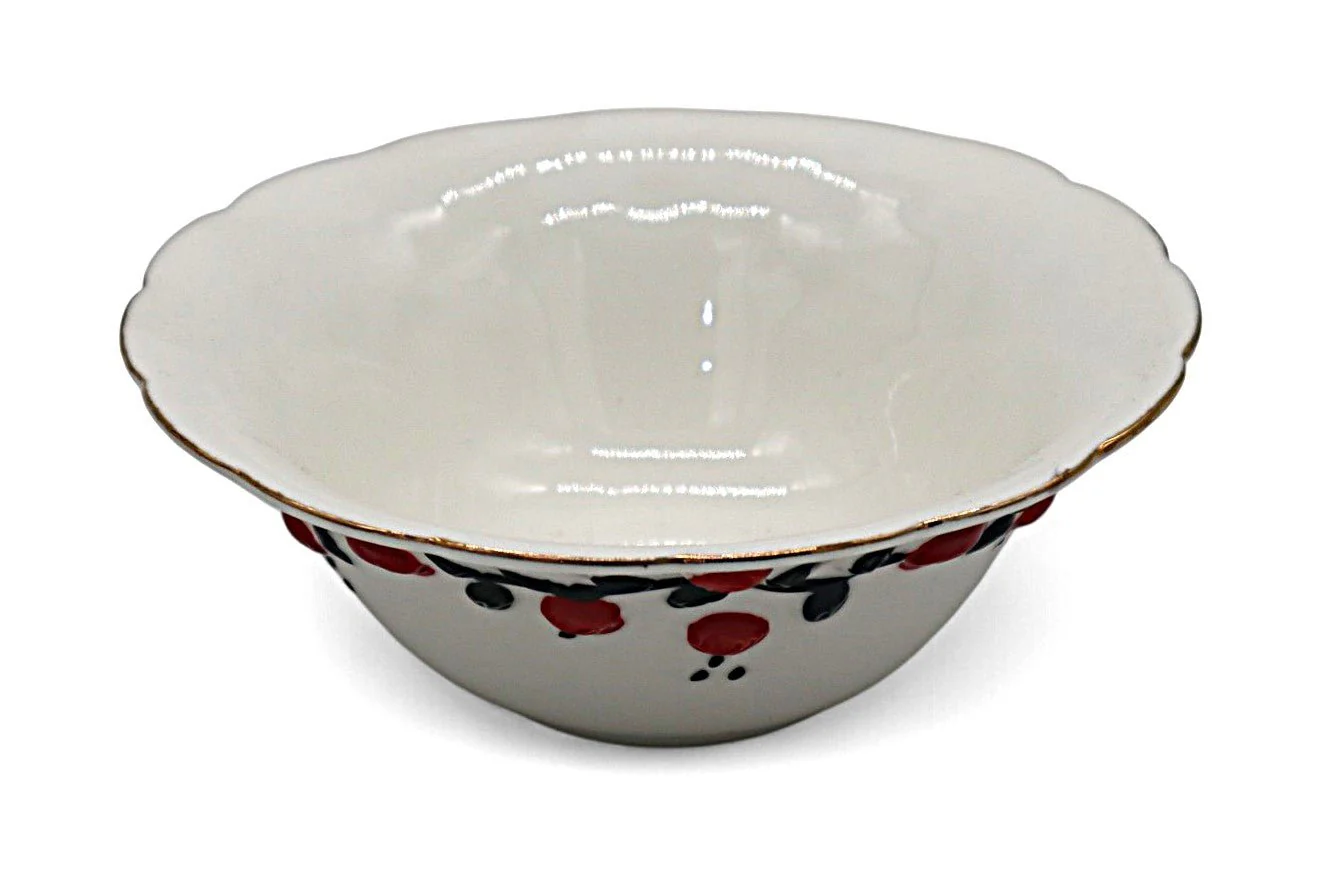 AKDC Porcelain Bowl 12×6cm – White with Bold Red & Black Detailing - Image 2