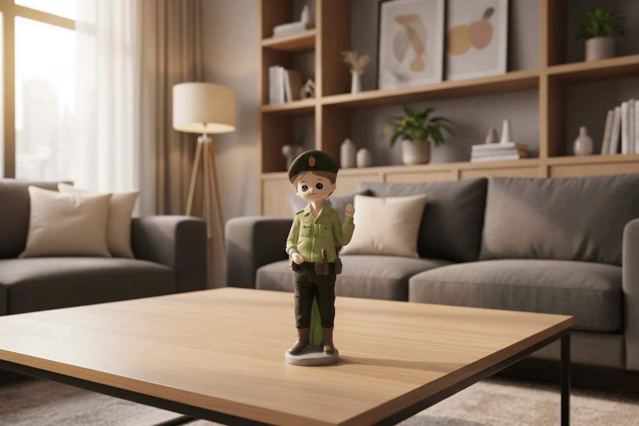 AKDC Polyresin Boy Police Decorative Figurine – Classic Uniform Collectible for Shelf, Table & Gift Décor, Green, 20 cm - Image 2