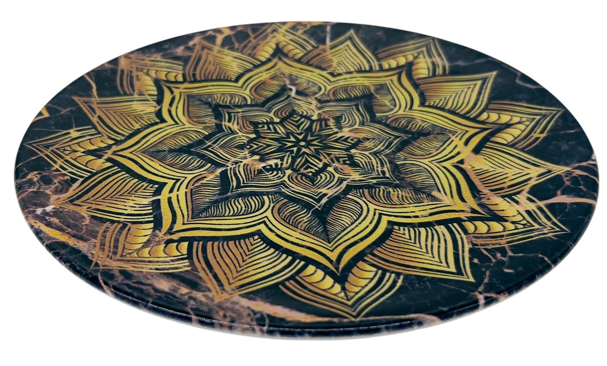 AKDC Porcelain Dessert Plate 20cm, Black and Gold Florel Design - Image 2