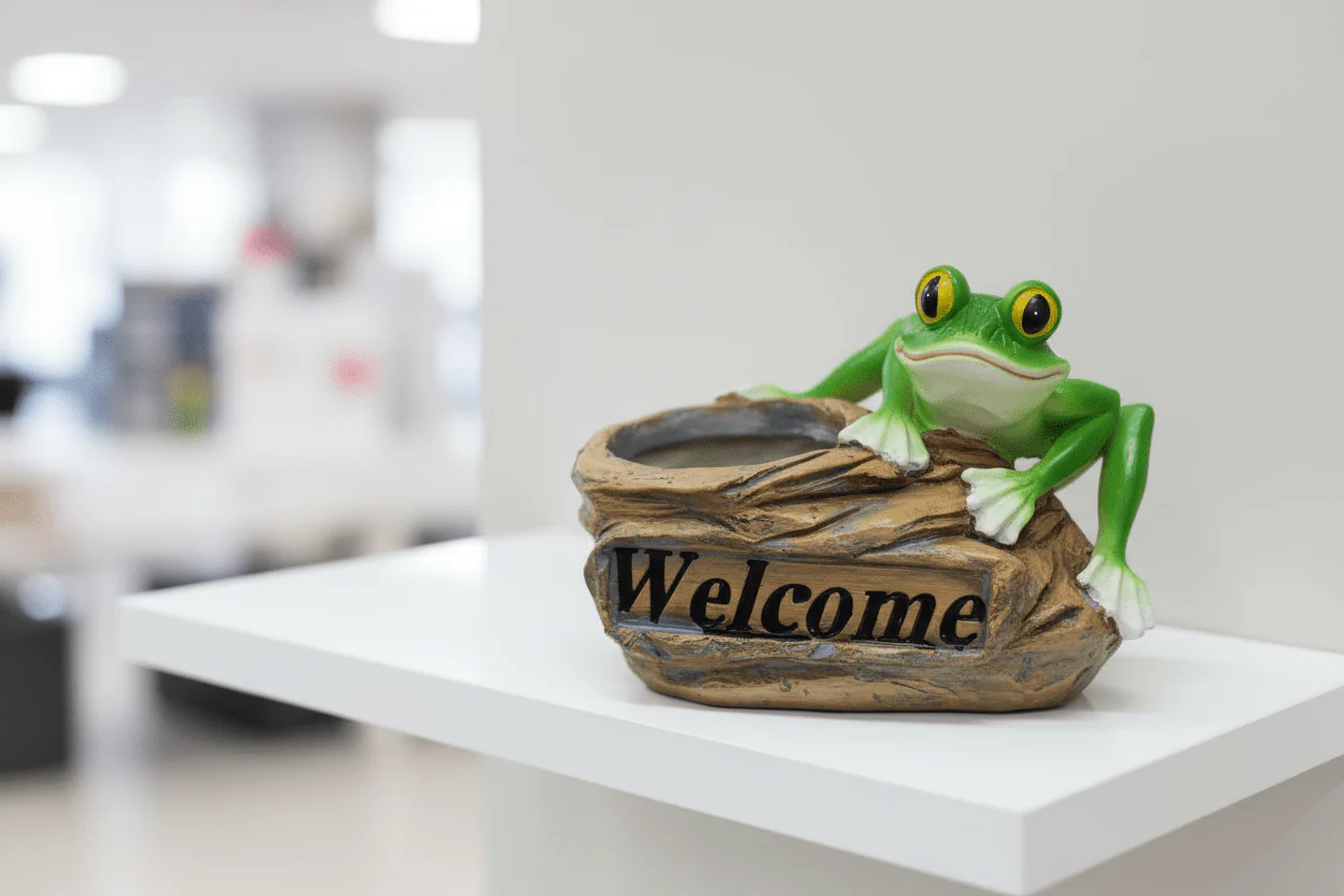 AKDC Polyresin Frog with Welcome Board Decorative Showpiece – Playful Garden, Balcony & Home Accent, 24 × 18 cm - Image 2