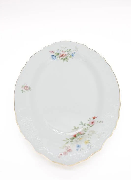 AKDC Porcelain Oval Plate 14 Gold Rim Multicolor - Image 2