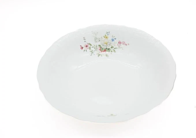 AKDC Porcelain Oval Plate 14 Gold Rim White