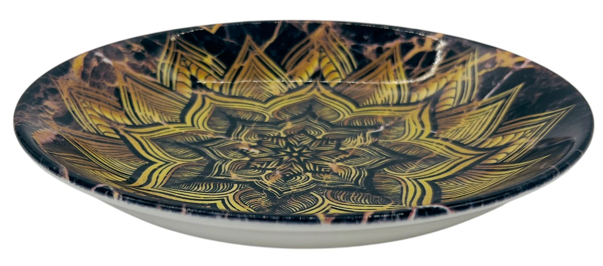 AKDC Porcelain Soup Plate 20cm, Black and Gold Florel Design - Image 2