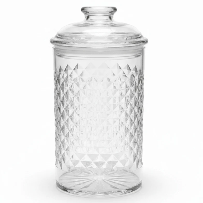 AKDC Premium Diamond Cut Airtight Acrylic Storage Canister with Lid for Food Storage 1200 ml