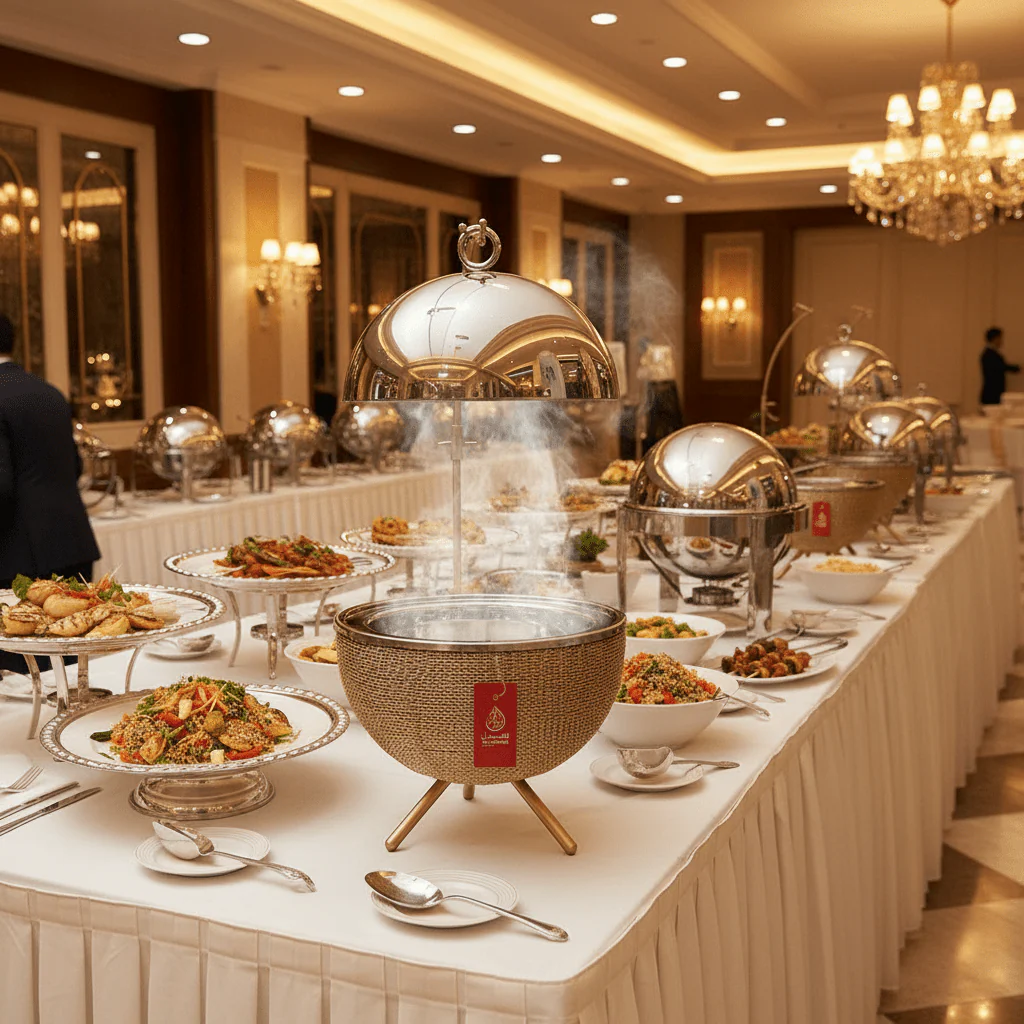 AKDC Premium Dual-Tone Silver Stainless Steel & Gold Metal Chafing Dish for Events, Parties & Catering Service – 4 L Capacity - Image 2