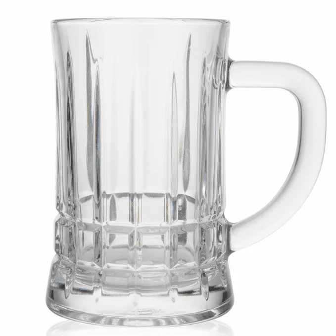 AKDC Premium Elegant Glass Beer Mug Large Capacity for Beer, Juice & Cold Drinks – 530 ml