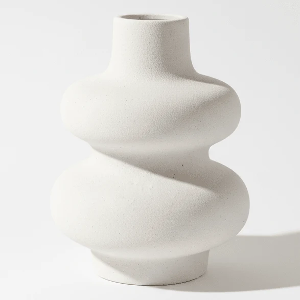 AKDC Premium Minimalist Ceramic Decorative Vase – White Modern Abstract Sculptural Design for Table & Shelf Décor, 15 × 12 cm