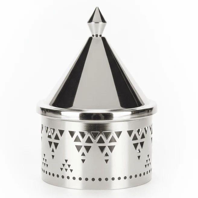 AKDC Premium Round Metal Dates Pot with Lid 20×12 cm Covered Storage for Dry Fruits & Snacks
