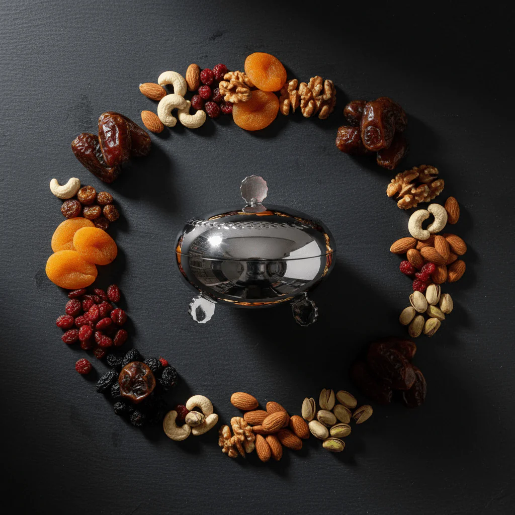 AKDC Premium Stainless Steel Round Dates Serving Bowl with Secure Lid for Dry Fruit Storage – 10 cm - Image 2