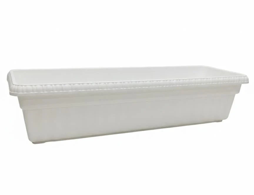 AKDC Premium White Large Plastic Plant Pot – Modern Rectangular Planter – 63×16×20 cm