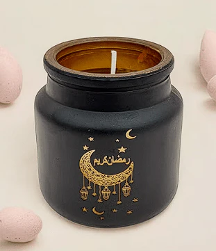 AKDCÂ Ramadan Kareem Printed Natural Soy Wax Scented Jar Candle 7x7cm