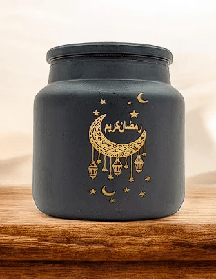AKDCÂ Ramadan Kareem Printed Natural Soy Wax Scented Jar Candle 7x7cm - Image 2