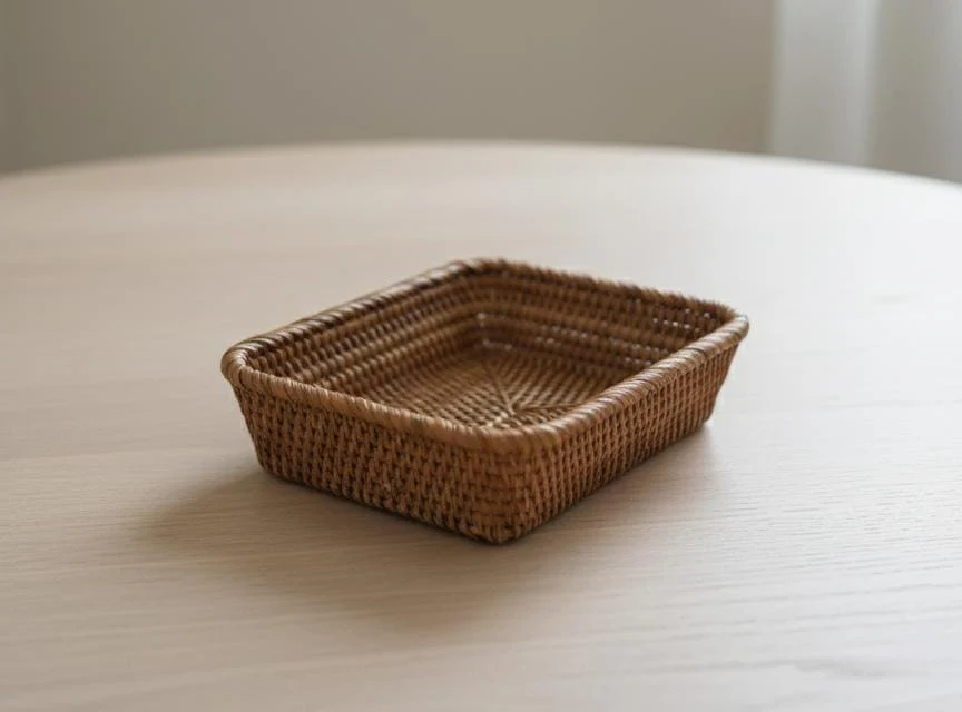 AKDC Rectangle Rattan Tray 21×17 cm – Compact Handcrafted Serving Tray